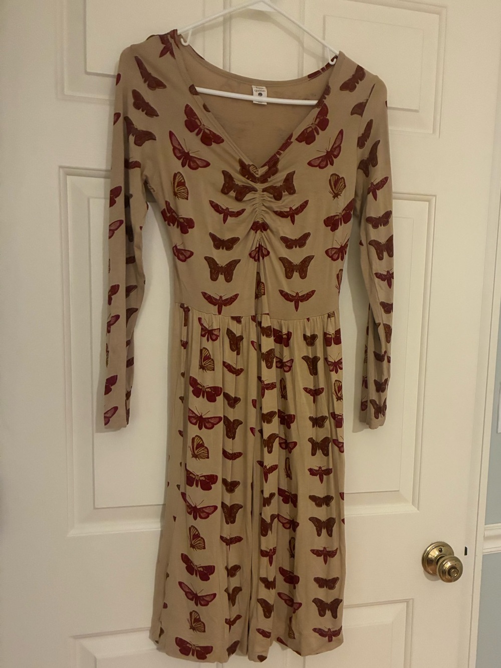 kate quinn butterfly and moth Long-Sleeve Dress with Red Butterfly Print